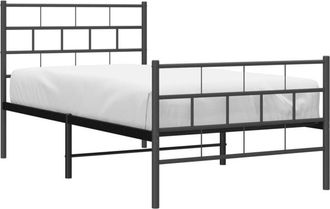 vidaXL Metal Bed Frame without Mattress with Footboard Black 107x203cm Vidaxl