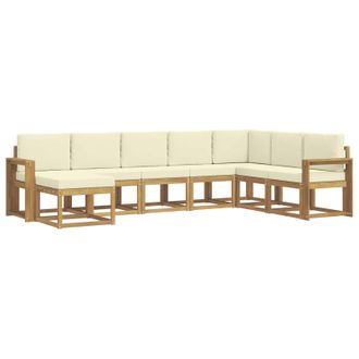 vidaXL Conjunto De Sof&aacute;s De Exterior Con Coj&iacute;n 8 Pcs Blanco Y Crema Vidaxl