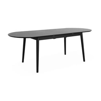 Sweeek Mesa de comedor ovalada y extensible de 6 a 8 plazas, negro