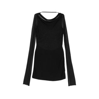 Cult Gaia Split-sleeve Cowl-neck Mini Dress