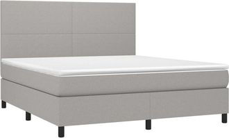 vidaXL Vidaxl - Cama Box Spring Colch&oacute;n Y Luces Led Tela Gris Claro 160x200 Cm