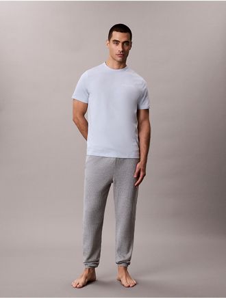 Calvin Klein Mens Cotton Poplin Script Sleep Tee - Blue - XL