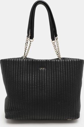 DKNY Dkny Black Quilted Leather Chain Tote