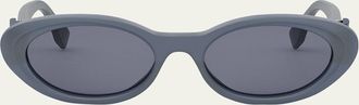 Fendi Diamond Black Acetate Oval Sunglasses
