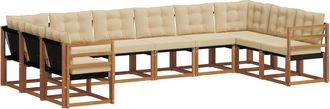 vidaXL Conjunto De Sof&aacute;s De Exterior 10 Uds. Natural Y Beige Vidaxl