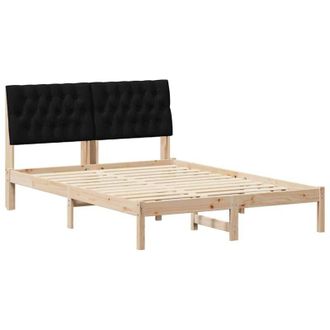 vidaXL Estructura De Cama Con Cabecera Tapizada Marr&oacute;n 135 X 190 Cm Vidaxl