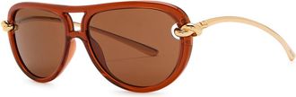 Bottega Veneta Knotted Aviator-style Sunglasses - Brown Brown - One Size