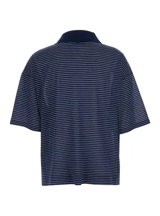 Ami Striped Cotton Polo - Navy