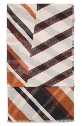 Mango Geometric Print Scarf in Brown at Nordstrom