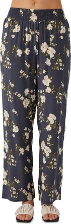 O'Neill Jonie Kendra Pants Womens Blue Floral Elastic Waist Wide Leg PALL258