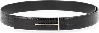 Tom Ford Black Logo Buckle Reversible Belt