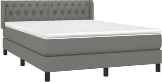 vidaXL Cama Box Spring Con Colch&oacute;n Tela Gris Oscuro 140x200 Cm Vidaxl