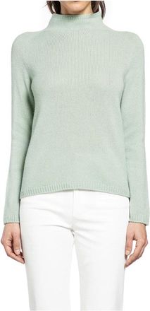 Max Mara Truien & Vesten, Dames, Groen, S, Wol, Polo-neck trui van wol en cashmere garen