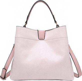 Jen & Co. Womens Tati Lizard Monogrammable Satchel Bag In Blush Pink