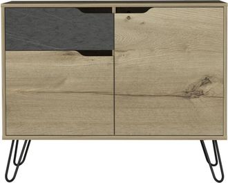 Core 10 Bleached Pine Effect Melamine Finish 2 Door 1 Drawer Small Sideboard Storage