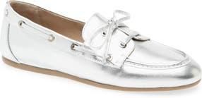 Stuart Weitzman Tinsley Moc Toe Loafer in Silver at Nordstrom Rack, Size 10.5