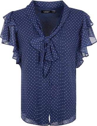 Lauren Ralph Lauren Georgette blouse met stippen - Blauw