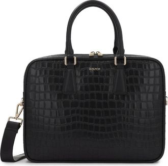 Kazar Elegante reli&euml;f lederen laptoptas - Dames - Laptoptassen - Zwart - ONE Size - Leer - Tassen
