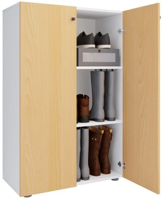 ebuy24 Ebuy24 - Vcm Xl Wood Large Shoe Cabinet Zapato Rack Botas Grandes Muebles De Piso Lona 3 Compartimentos (blanco / Haya)