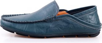 Generic Mens Loafers Shoes Genuine Leather Stitching Details Round Toe Flat Heel Anti-Slip Lightweight Slip Resistant Wedding Slip-ons(Dark Blue,9.5 UK)