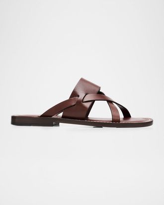 Brunello Cucinelli Men & apos;s Strappy Leather Sandals