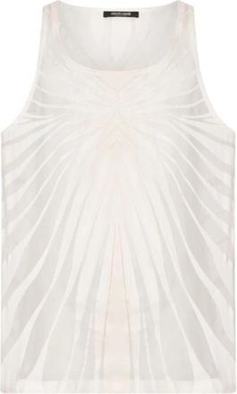 Roberto Cavalli Top Met Ray Devor&eacute; Print - Heren - Tops zonder mouwen - Wit - L - Tops