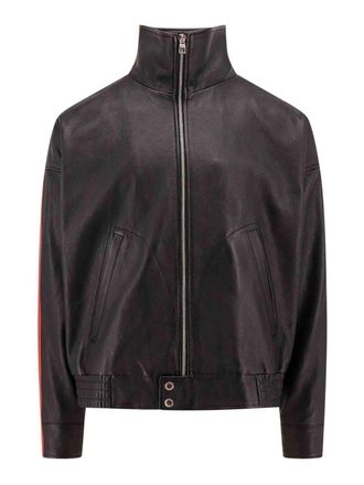 Alexander McQueen Leather jacket with contrasting bands