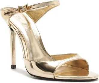 Schutz Lyra Ankle Strap Sandal in Platinum at Nordstrom, Size 7.5