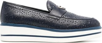 Baldinini logo-plaque leather loafers - women - Leather - 35 - Brown