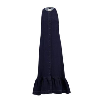 Zeus + Dione Mouwloze Denim Maxi Jurk - Dames - Casual kleedjes - Blauw - XS - Denim - Kleedjes