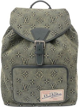 Louis Vuitton Blue Blue Green Denim Backpack (Pre-Owned)