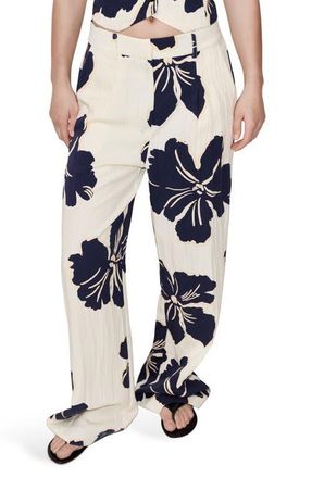 Mango Placed Floral Pants in Off White at Nordstrom, Size 10
