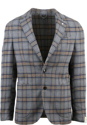 L.B.M. 1911 Plaid Cotton Jacket with Rounded Fit and Button Closure