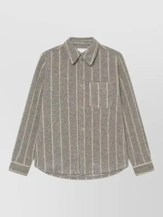 Les Deux nylon silk jacket striped chest pocket long sleeves