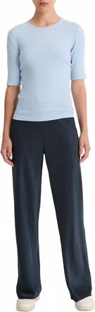 Vince Rib Elbow Sleeve Crew T-Shirt In Porcelain Blue