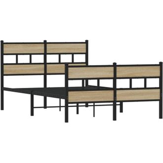 vidaXL Estructura De Cama Sin Colch&oacute;n Metal Roble Sonoma 120x200 Cm Vidaxl