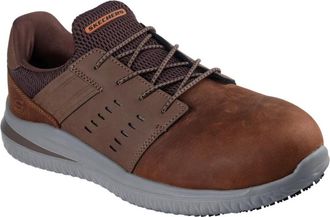 Skechers Mens Skechers Delson 3.0 SR - Tyoll Brown Carbon Toe Work Shoes ZAP1695