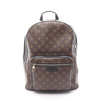 Louis Vuitton Black Brown Coated Canvas Leather Backpack (Pre-Owned)