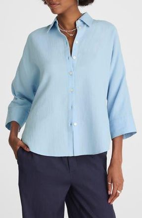 Madewell Cotton Double Gauze Oversize Shirt in Light Pool at Nordstrom Rack, Size X-Small