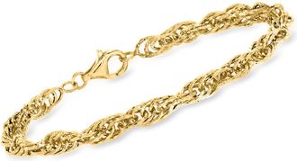 Ross-Simons 18kt Gold Over Sterling Rope-Chain Bracelet
