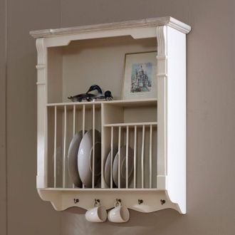 Melody Maison Cream Wall Mounted Plate Rack - Lyon Range