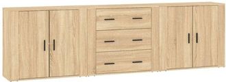 vidaXL Sideboards 3 pcs Sonoma Oak Engineered Wood Vidaxl