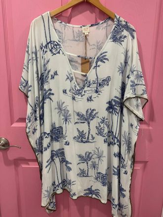 Ocean Drive Clothing Womens Island Landscape Coverup In White