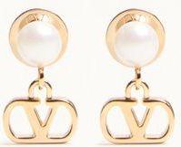 Valentino Garavani Orecchini VLogo Signature In Metallo E Perle Donna ORO/CREMA UNI