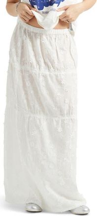 Brixton The Abigail Tiered Cotton Maxi Skirt in Off White Floral at Nordstrom, Size X-Small