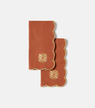 Cabana Set di 2 tovaglioli Terracotta in lino e cotone