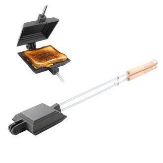 MegaChef 4.3 Inch Cast Iron Pie Iron Outdoor/Camping Cookware with Long Handle in Black at Nordstrom