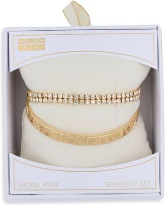 Nordstrom Rack Set of 2 Bracelets in Clear- Gold at Nordstrom Rack
