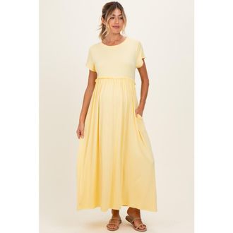 Pinkblush Ruffle Trim Maxi Dress in Yellow at Nordstrom, Size Medium