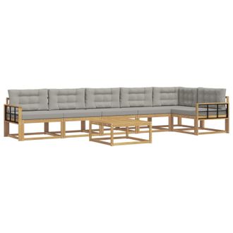 vidaXL Conjunto De Sof&aacute;s De Exterior 7 Pcs Blanco Y Gris Claro Vidaxl